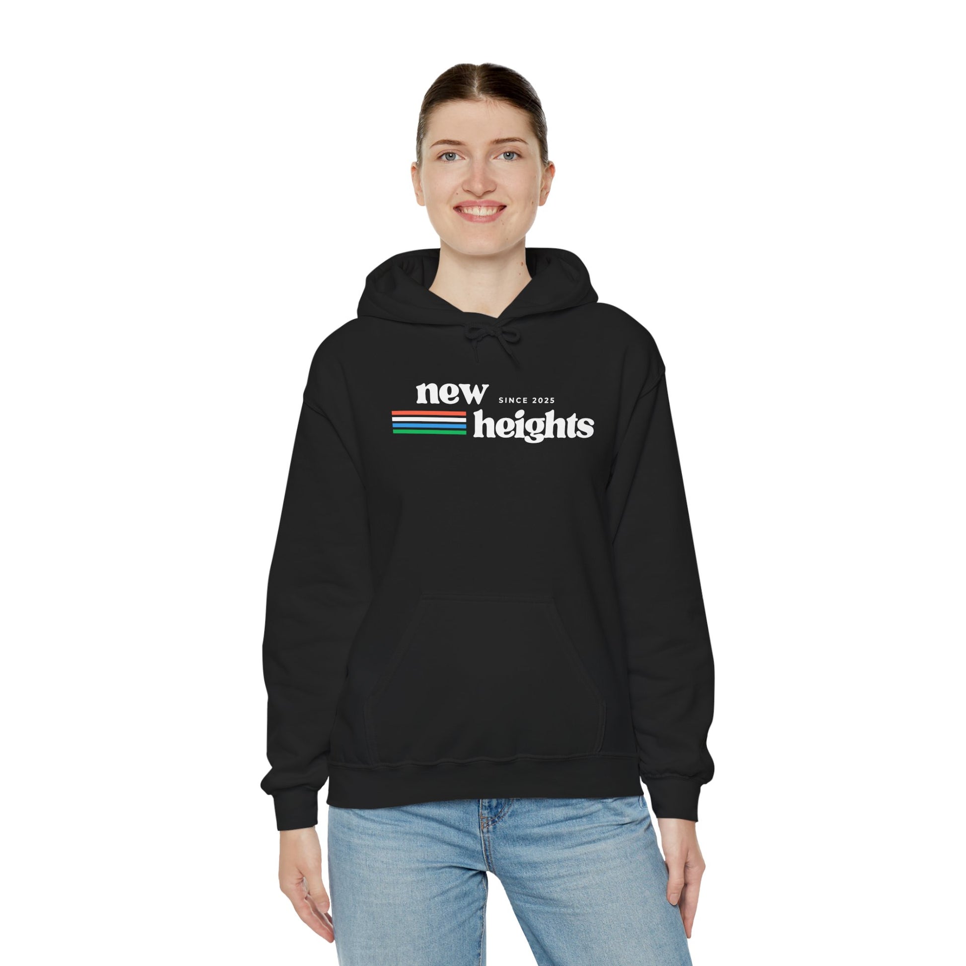 Unisex Heavy Blend Hoodie - 'New Heights' Retro Graphic | Cozy Sweatshirt for Everyday Comfort, Gift for Friends, Chill Days, Travel, [...]