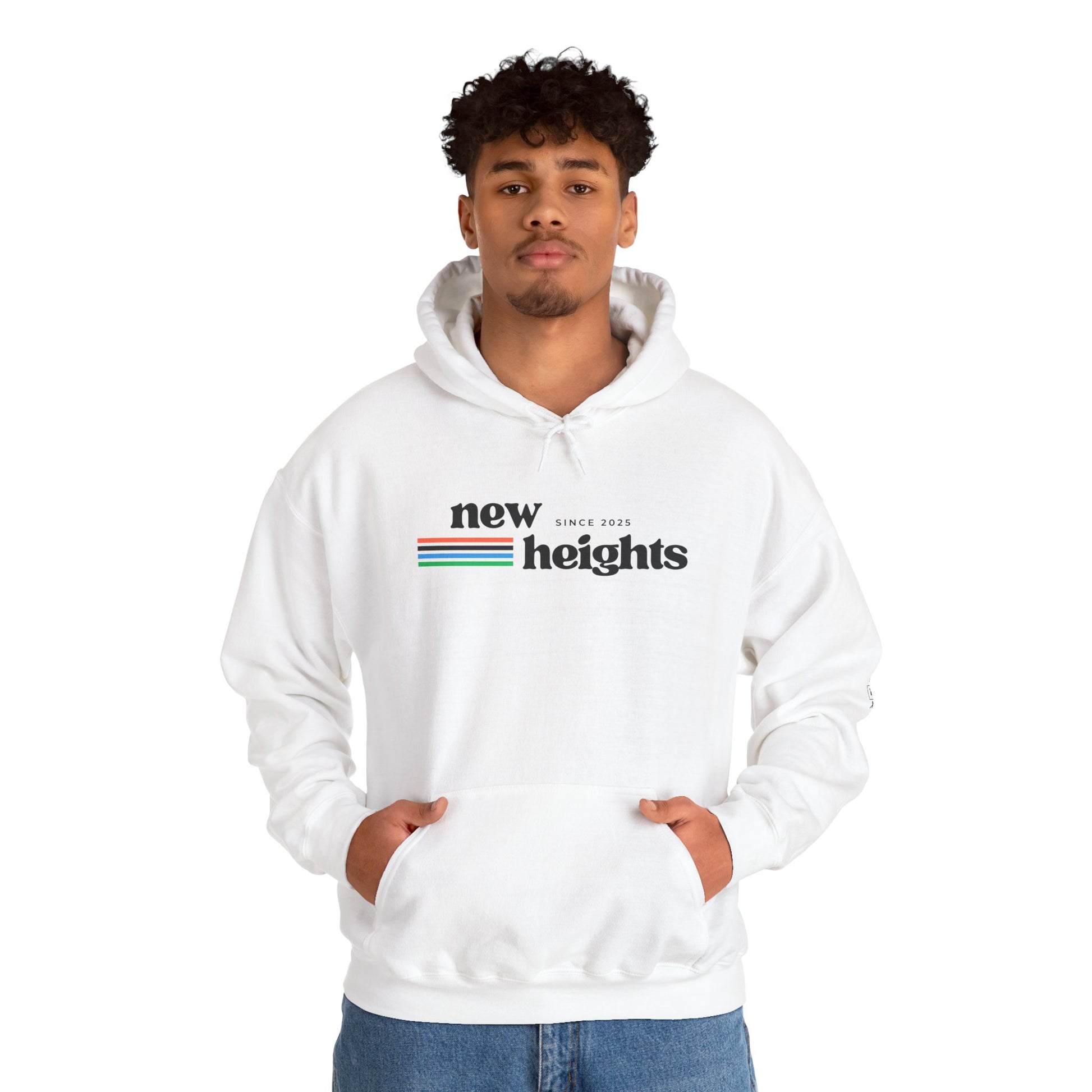 Unisex Heavy Blend Hoodie - 'New Heights' Retro Graphic | Cozy Sweatshirt for Everyday Comfort, Gift for Friends, Chill Days, Travel, [...]