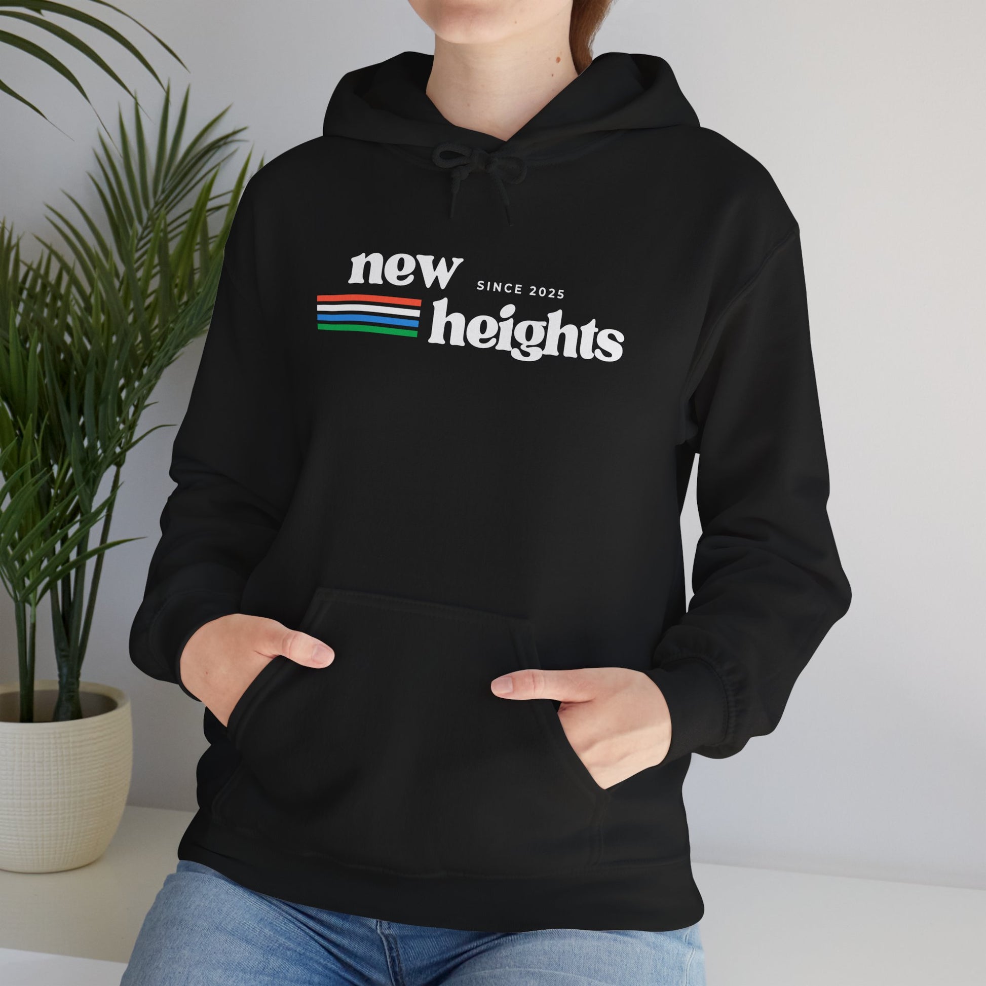 Unisex Heavy Blend Hoodie - 'New Heights' Retro Graphic | Cozy Sweatshirt for Everyday Comfort, Gift for Friends, Chill Days, Travel, [...]