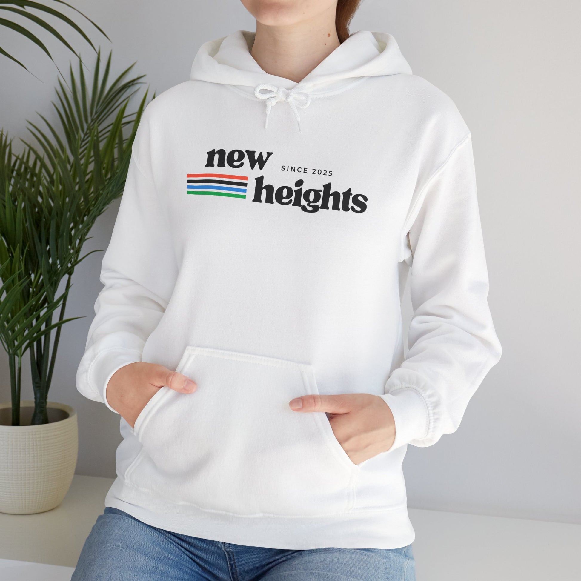 Unisex Heavy Blend Hoodie - 'New Heights' Retro Graphic | Cozy Sweatshirt for Everyday Comfort, Gift for Friends, Chill Days, Travel, [...]