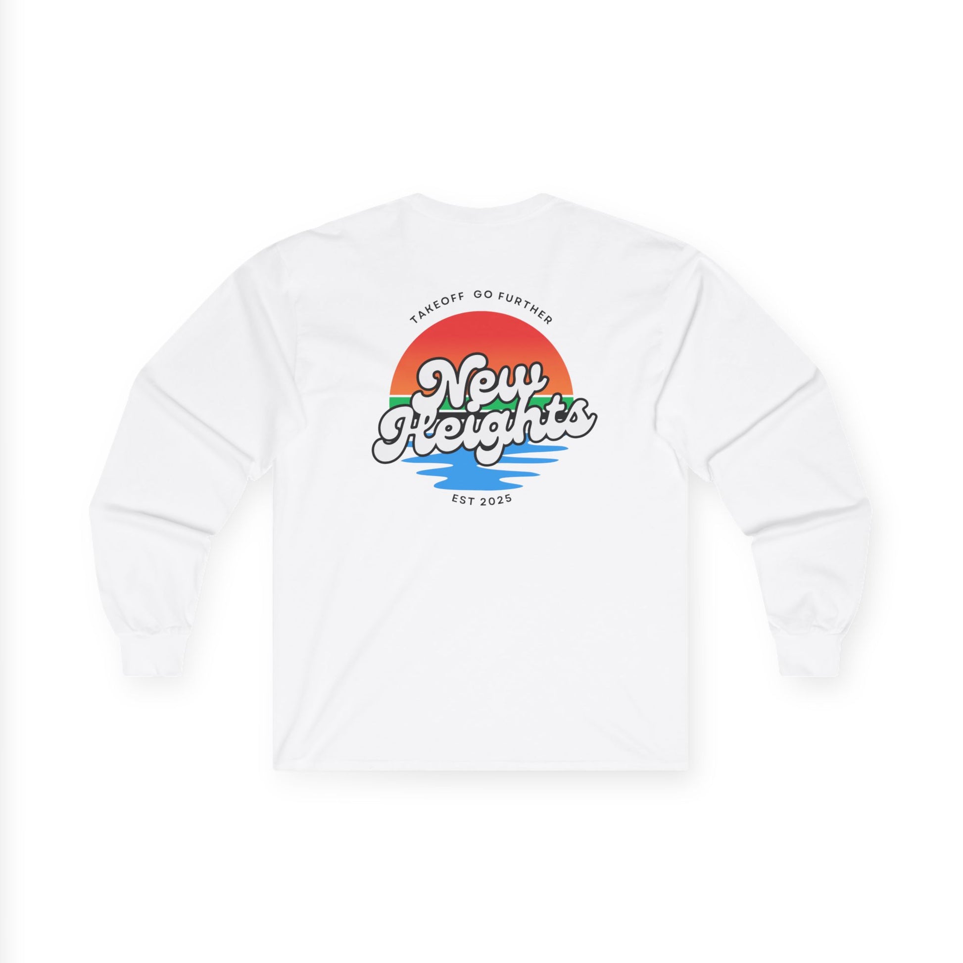 Unisex Long Sleeve Tee - New Heights, Retro Graphic Shirt, Comfortable Casual Wear, Gift for Him/Her, Summer Vibes