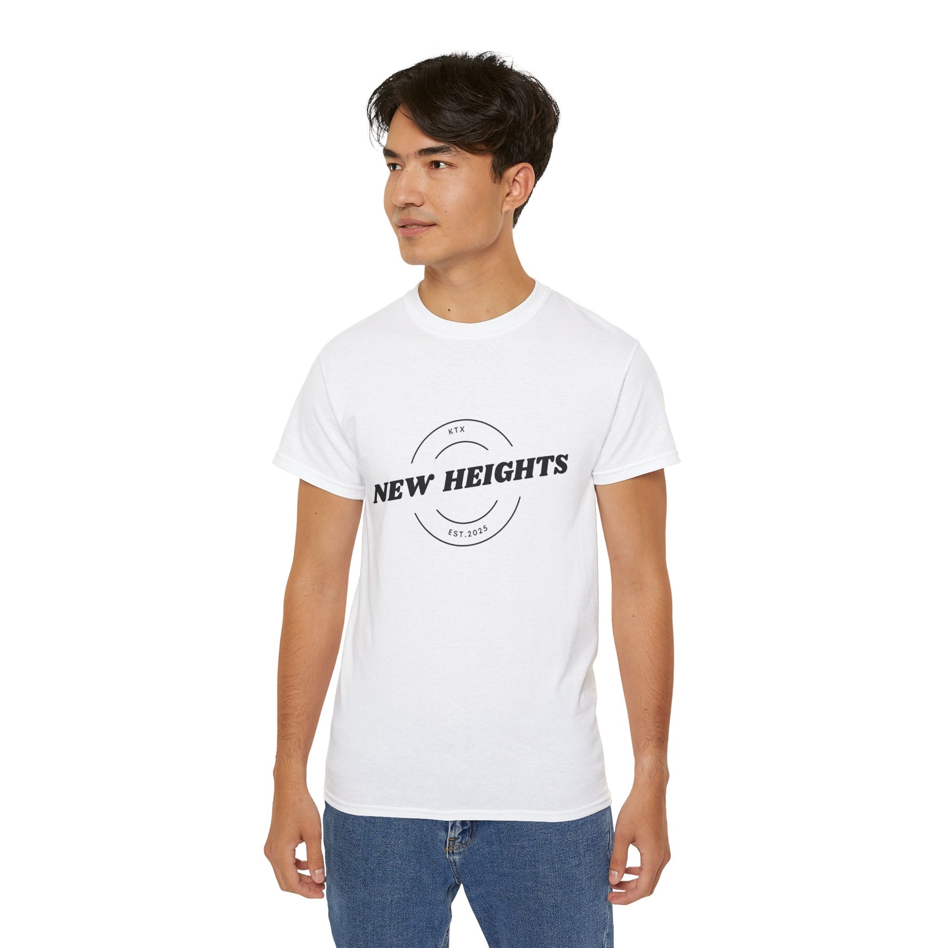 Unisex Ultra Cotton Tee - 'New Heights' Graphic Tee, Casual Wear, Birthday Gift, Motivational Shirt, Everyday Style